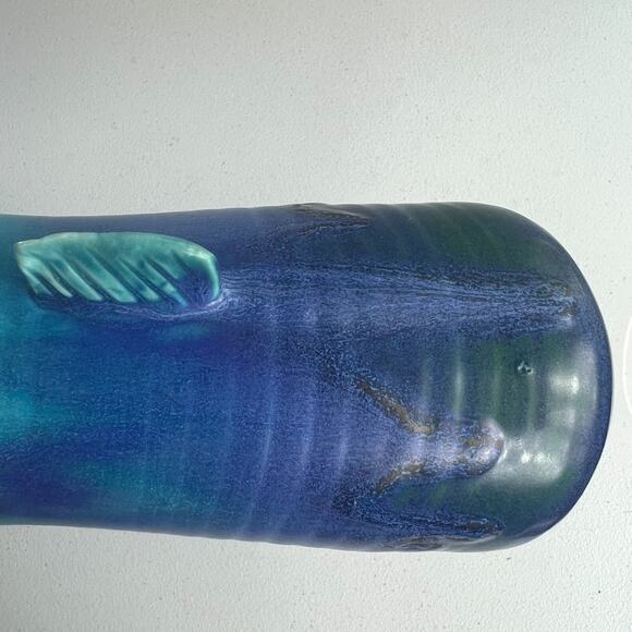 Studio Art Pottery Vase 6.5" Aqua Blue Glaze Drip Salt Glaze - Picture 7 of 16